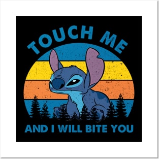 Touch Me and I Will Bite You Stitch Retro Posters and Art